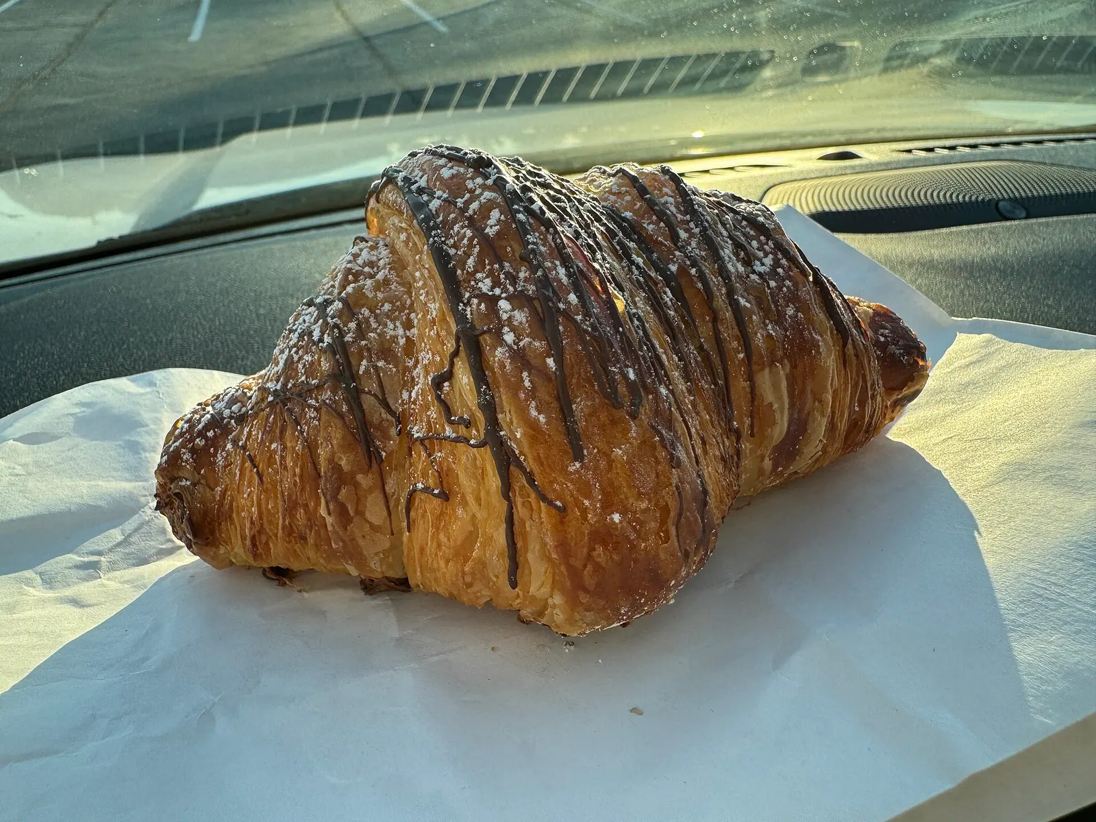 Croissants on a Paris bakery counter